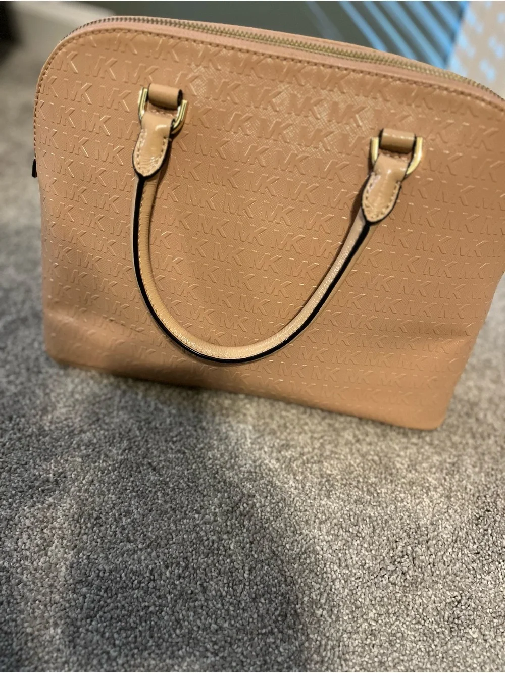 Michael Kors Nude Beige Embossed Dome Satchel